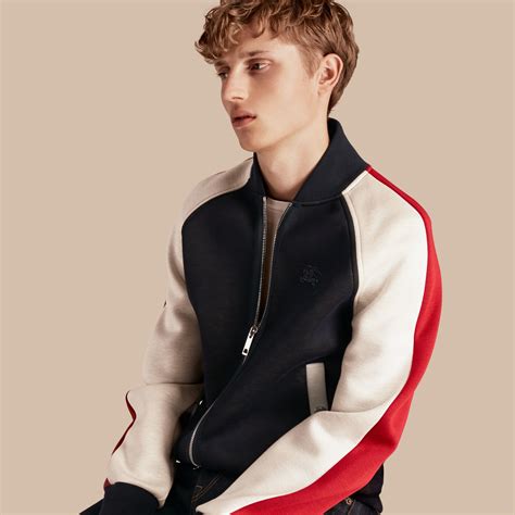 burberry panelled jersey bomber jacket|burberry nylon bomber jacket.